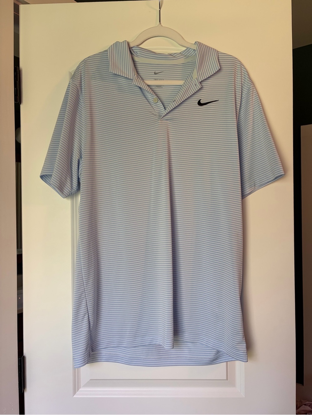 Nike Light Blue & White Striped Men’s Polo